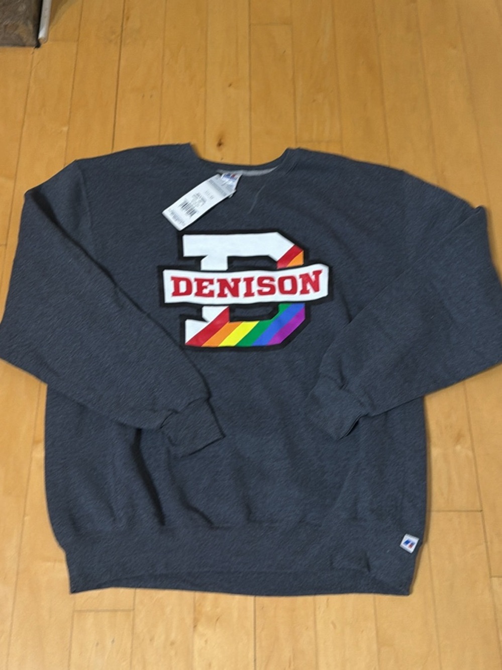 Russell Athletic Charcoal Crewneck Sweatshirt with Rainbow Patch